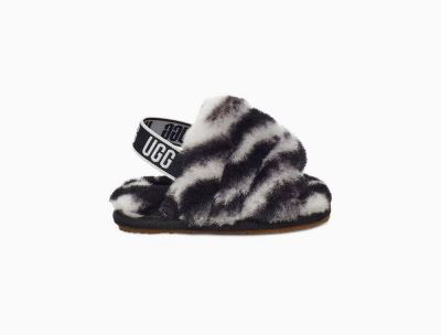 UGG Fluff Yeah Slide Zebra Slippers for Baby - Black/White India